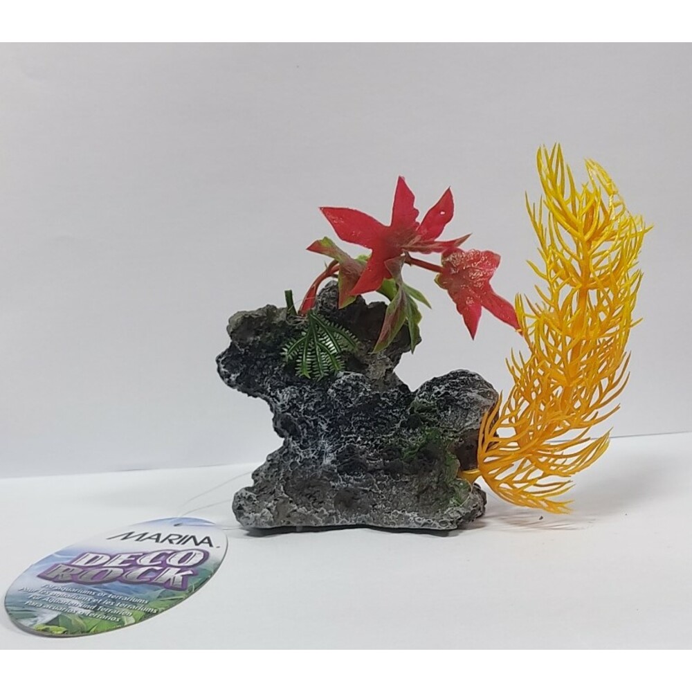 Marina Decorock Adorno Roca Con Plantas Para Peceras 3"