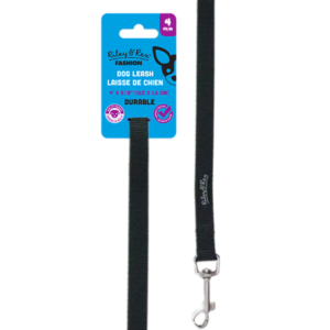 Riley & Rex Correa Nailon Negro para Perros 4'x 5/8"