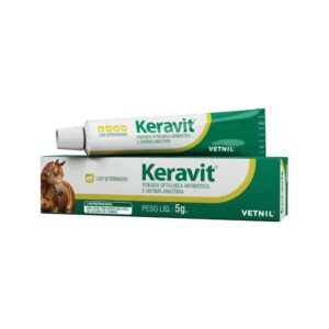 Keravit Pomada Oftálmica Antibiótica e Antiinflamatória para Mascotas 5g