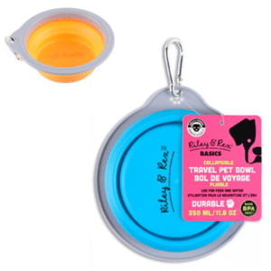 Riley & Rex Plato Plegable Azul para Perros 5"